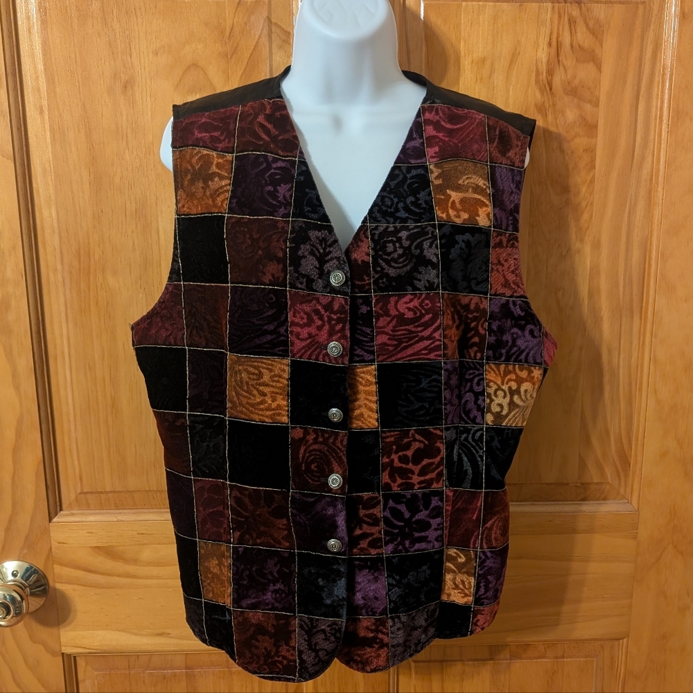 Jaclyn Smith Multicolor Patchwork Vest - image 1